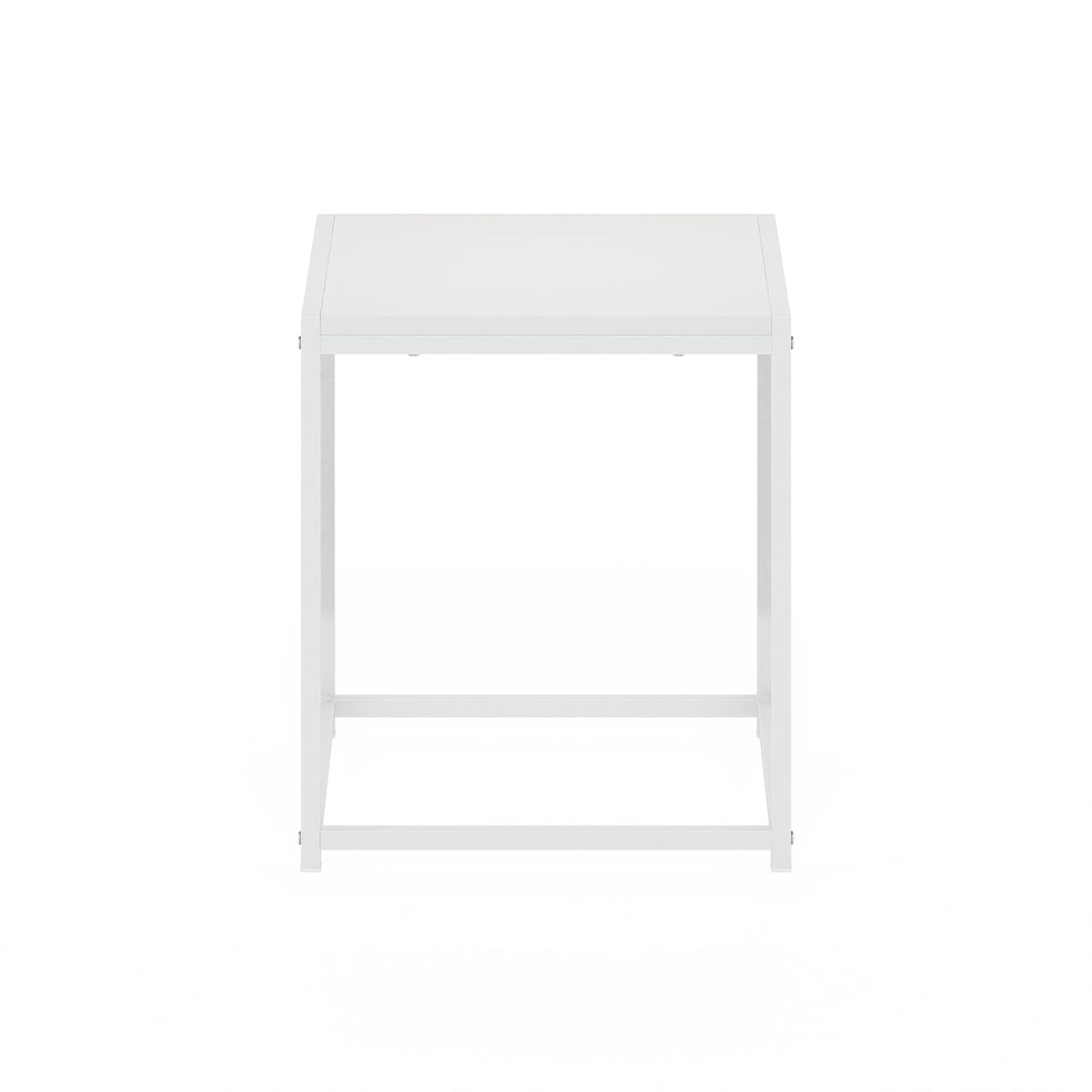 Furinno CAMNUS Side Table, Modern End Table with Metal Frame, Square Open Design Night Stand, Bedside Table, Easy Assembly, for Living Room, Bedroom, Solid White