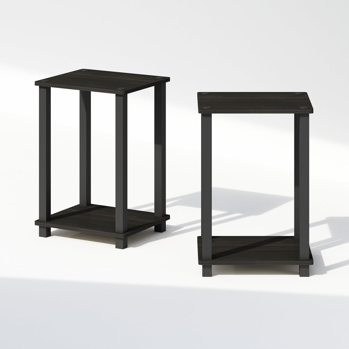 Furinno Simplistic Set of 2 Toolless 2-Tier Night Stand, Espresso