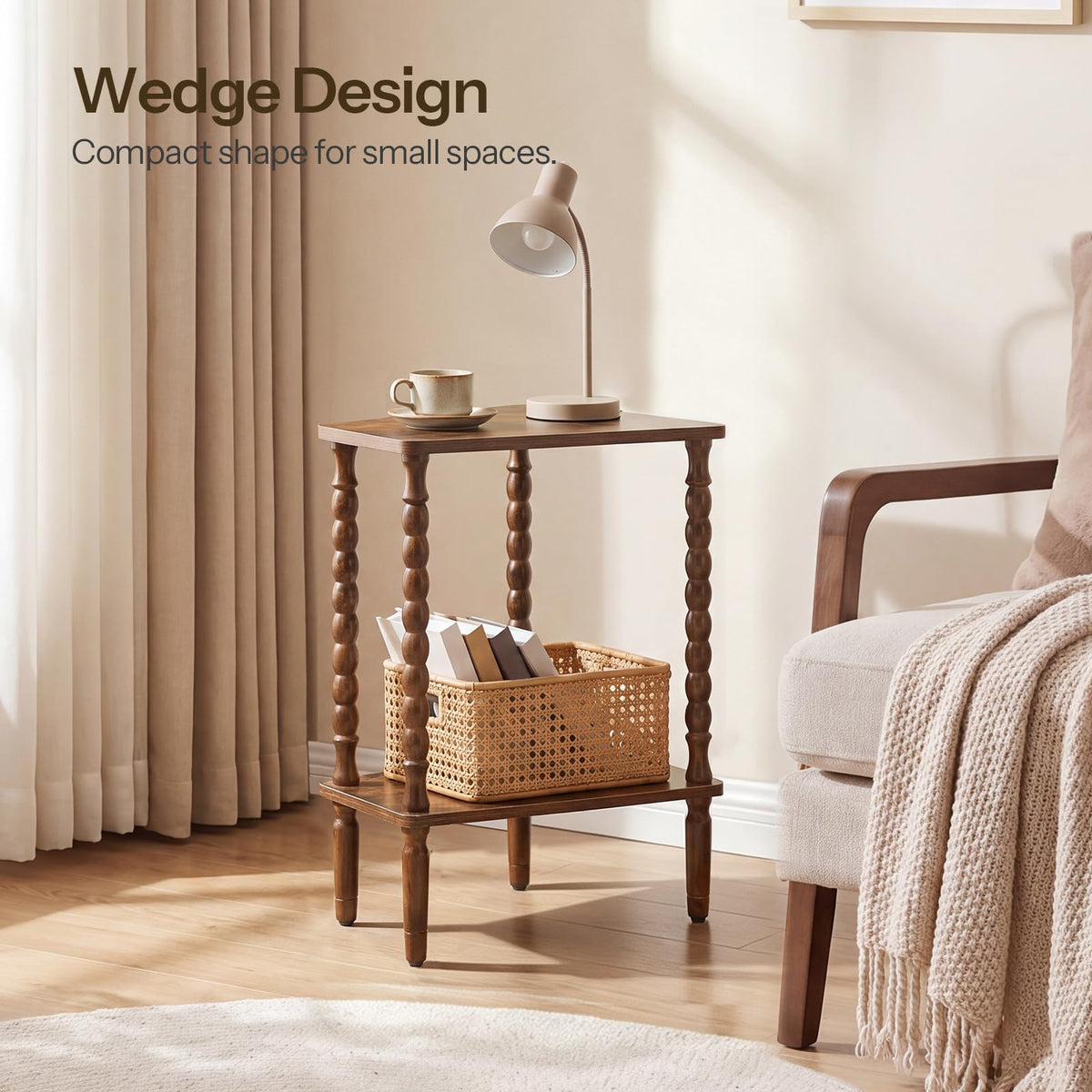 HOOBRO Small Wedge End Table, Wedge Side Table with Storage, Accent Table