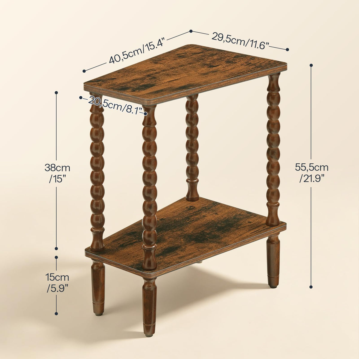 HOOBRO Small Wedge End Table, Wedge Side Table with Storage, Accent Table