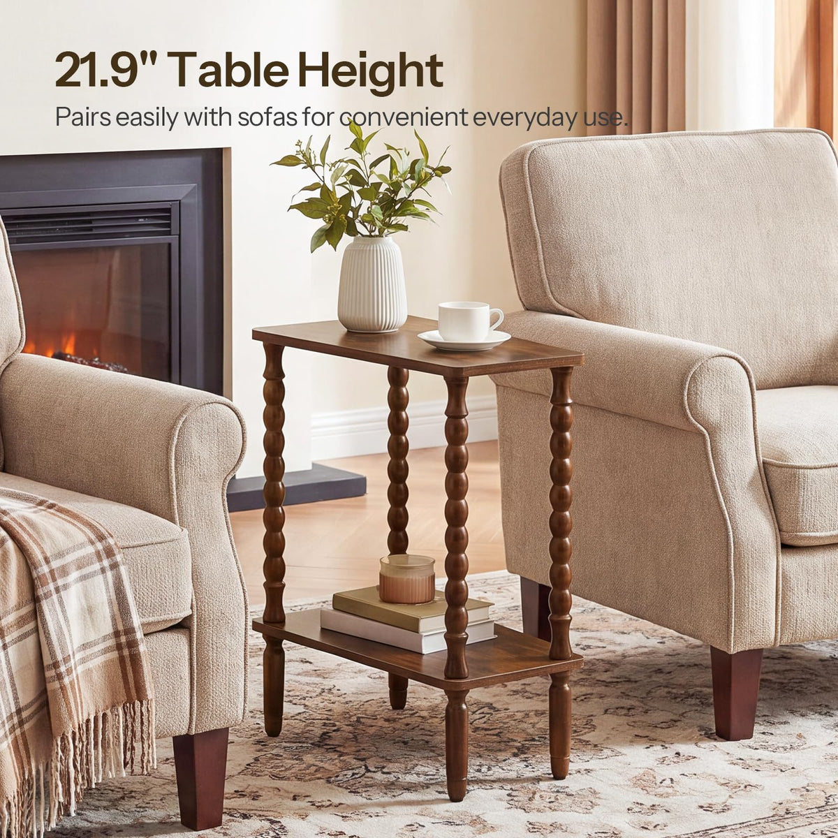 HOOBRO Small Wedge End Table, Wedge Side Table with Storage, Accent Table