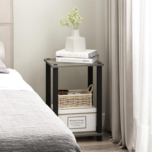 Furinno Besi Industrial Multipurpose Side Table with Metal Frame, Finn Oak